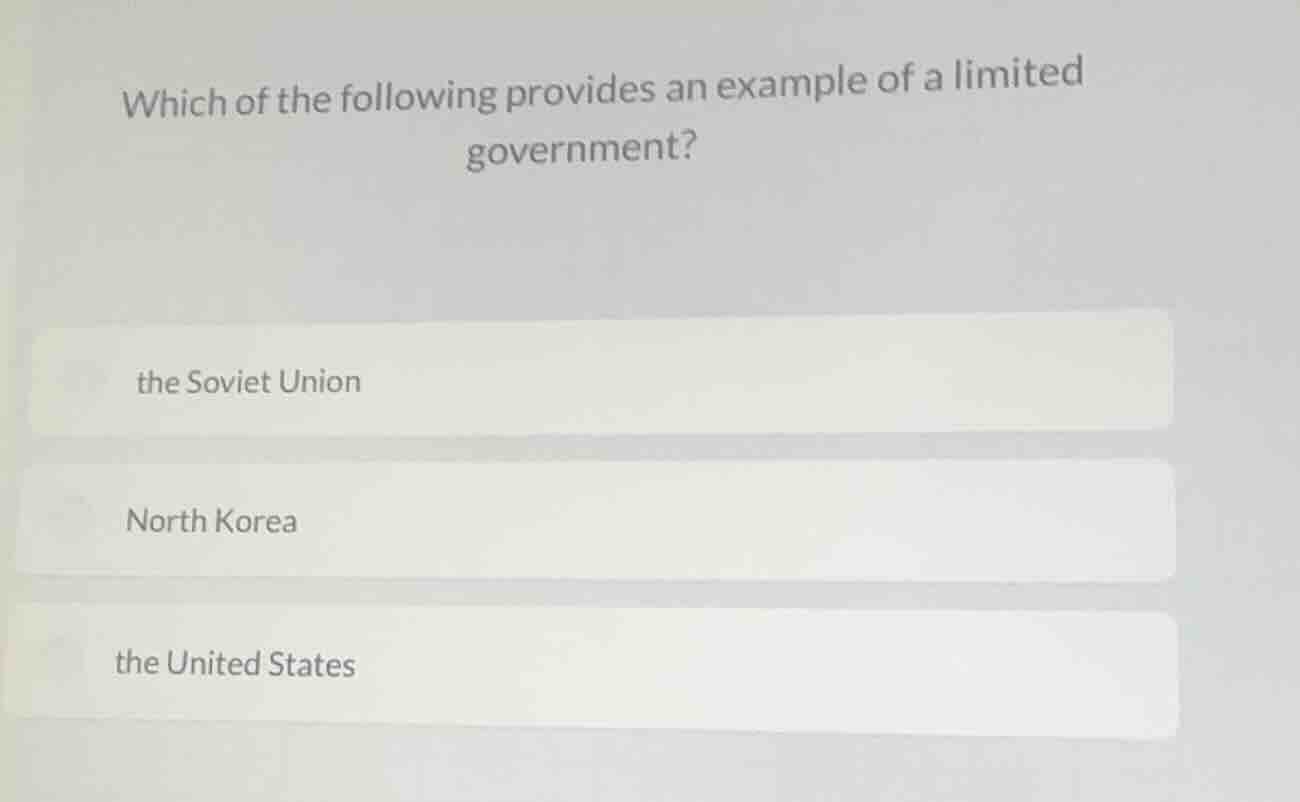 which of the following provides an example of a limited government? the…