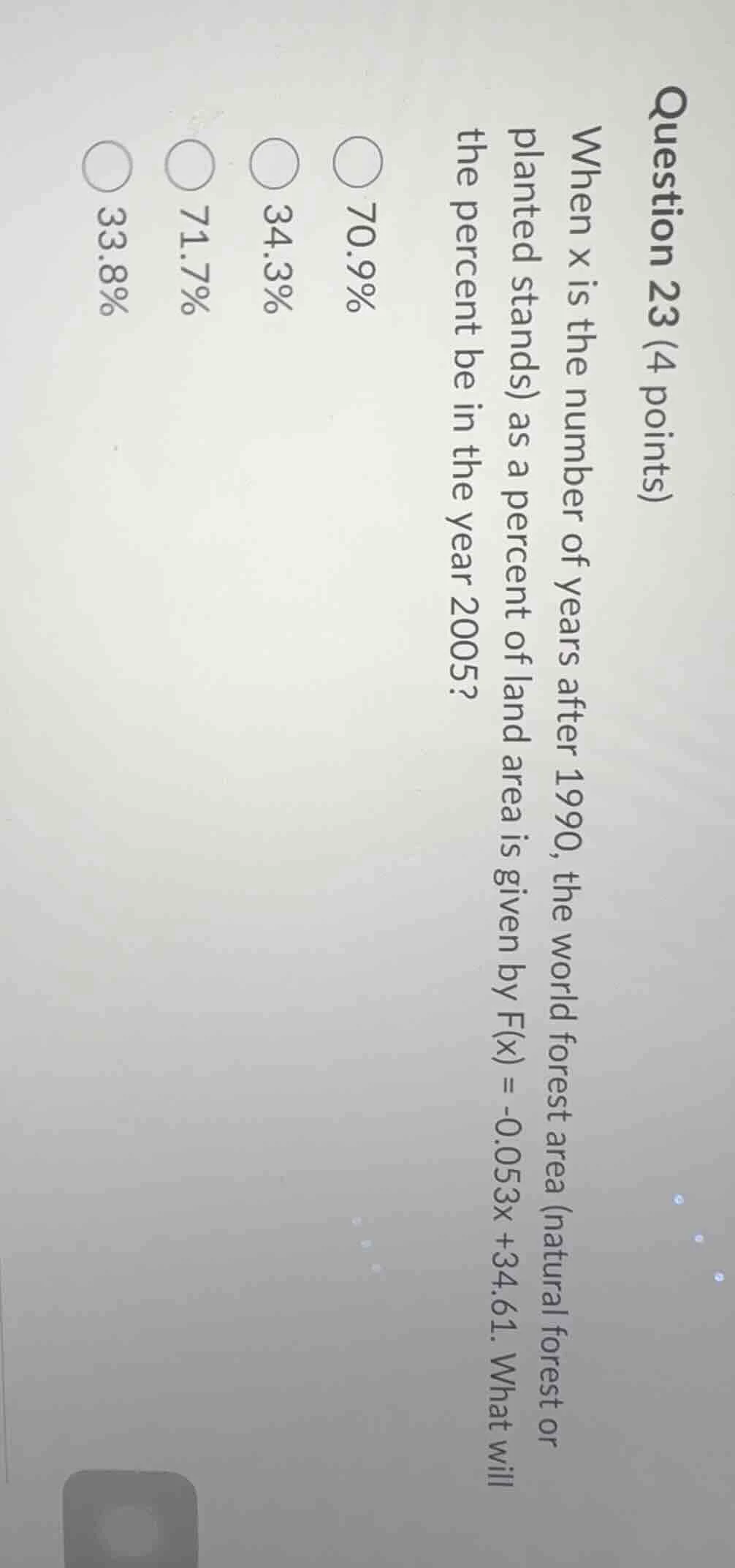 question 23 (4 points) when x is the number of years after 1990, the wo…