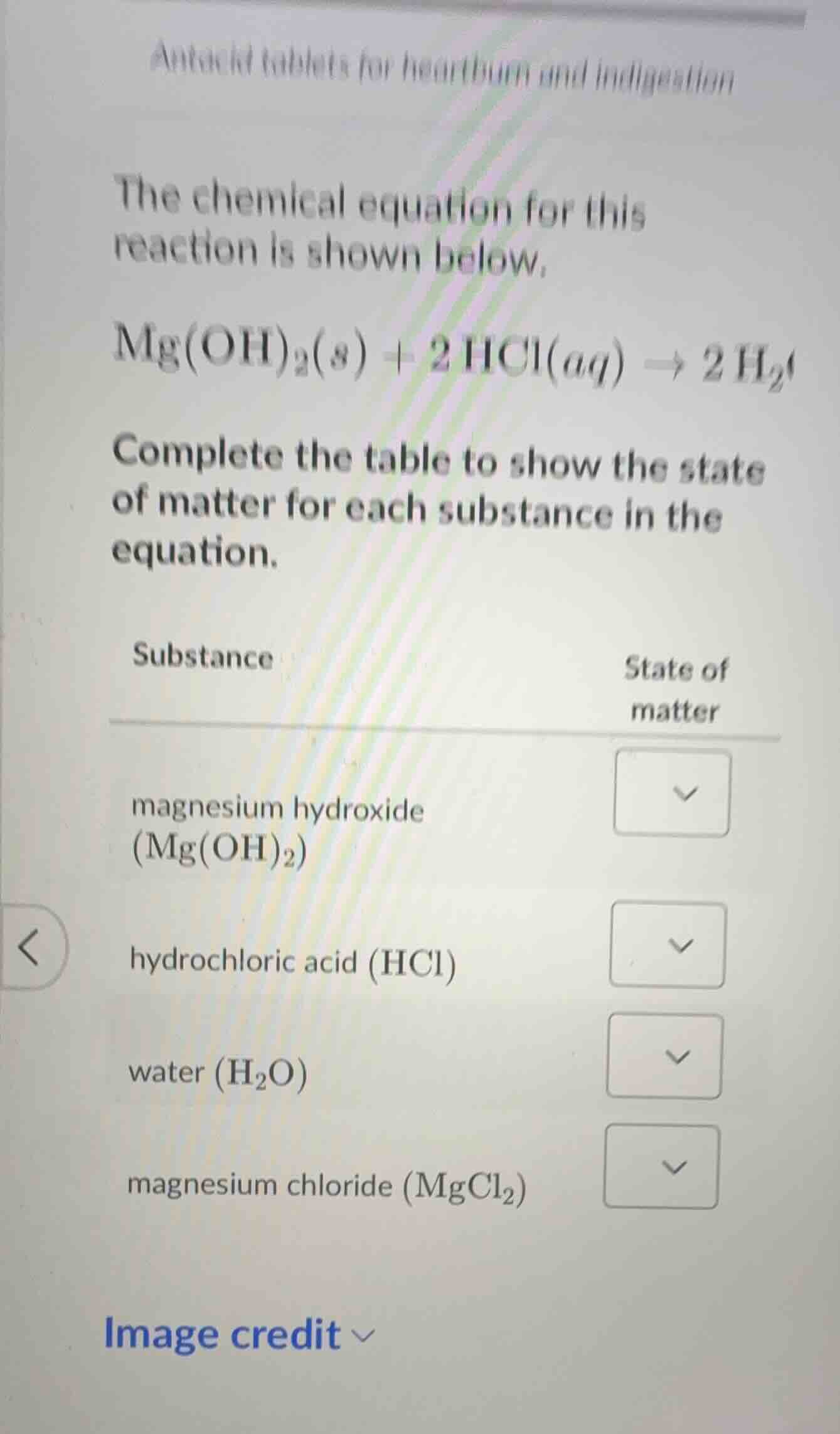antacid tablets for heartburn and indigestion the chemical equation for…