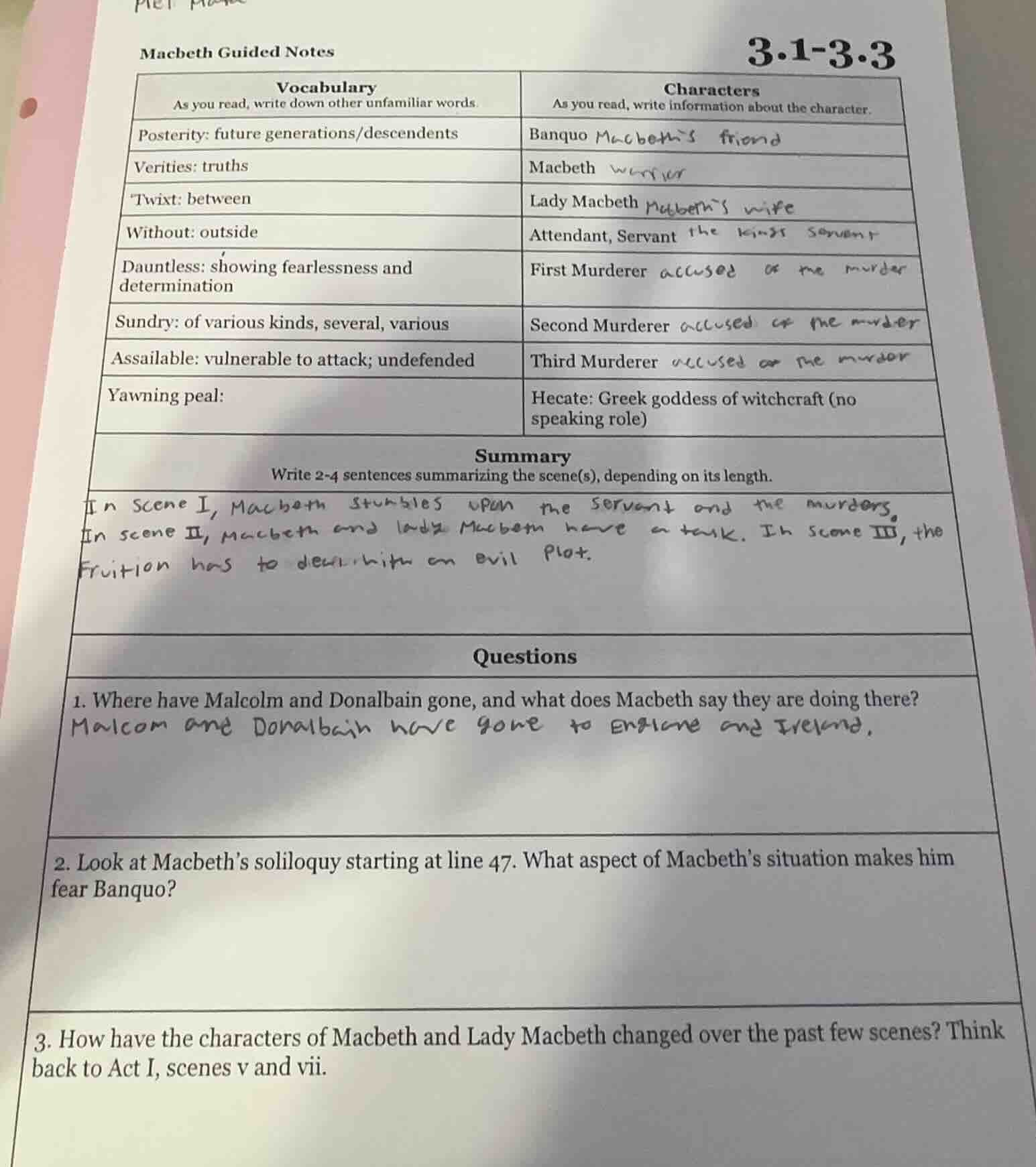 macbeth guided notes 3.1-3.3 vocabulary as you read, write down other u…