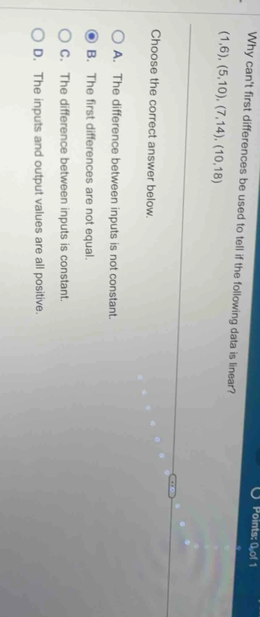 why cant first differences be used to tell if the following data is lin…