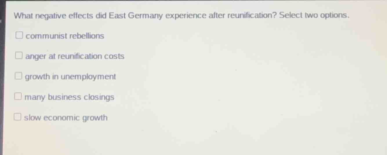 what negative effects did east germany experience after reunification? …