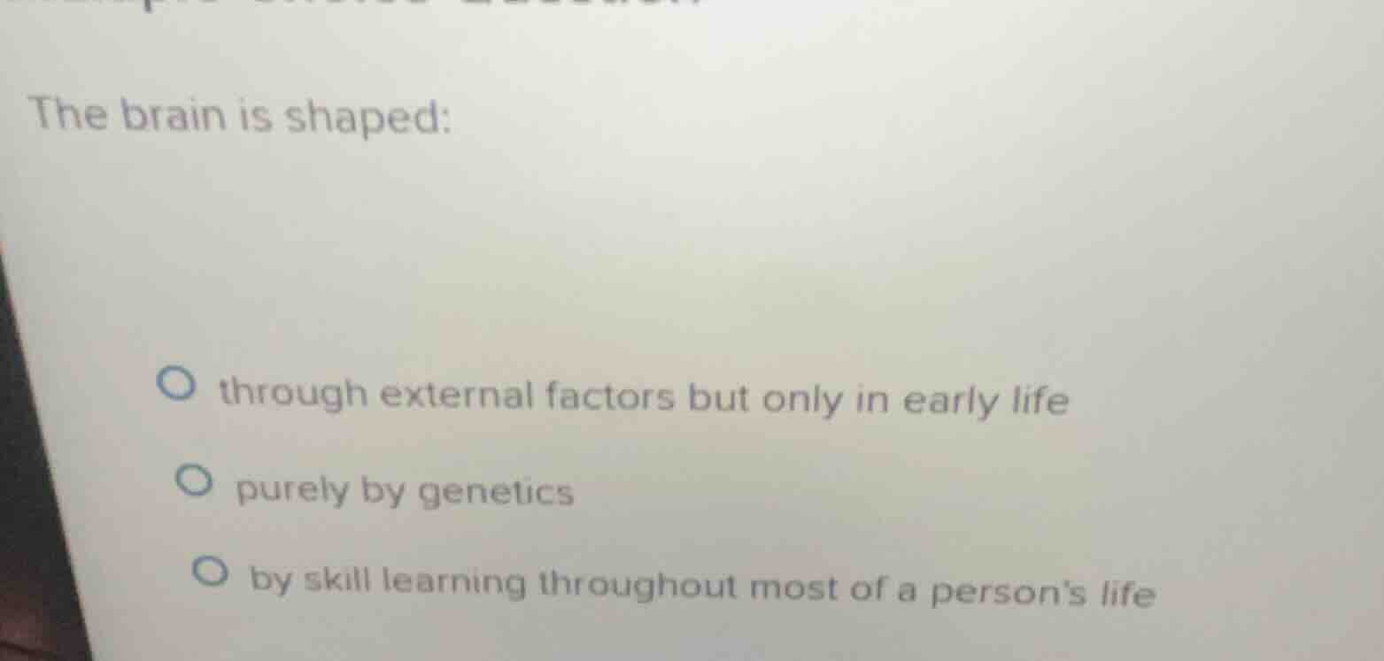 the brain is shaped: through external factors but only in early life pu…