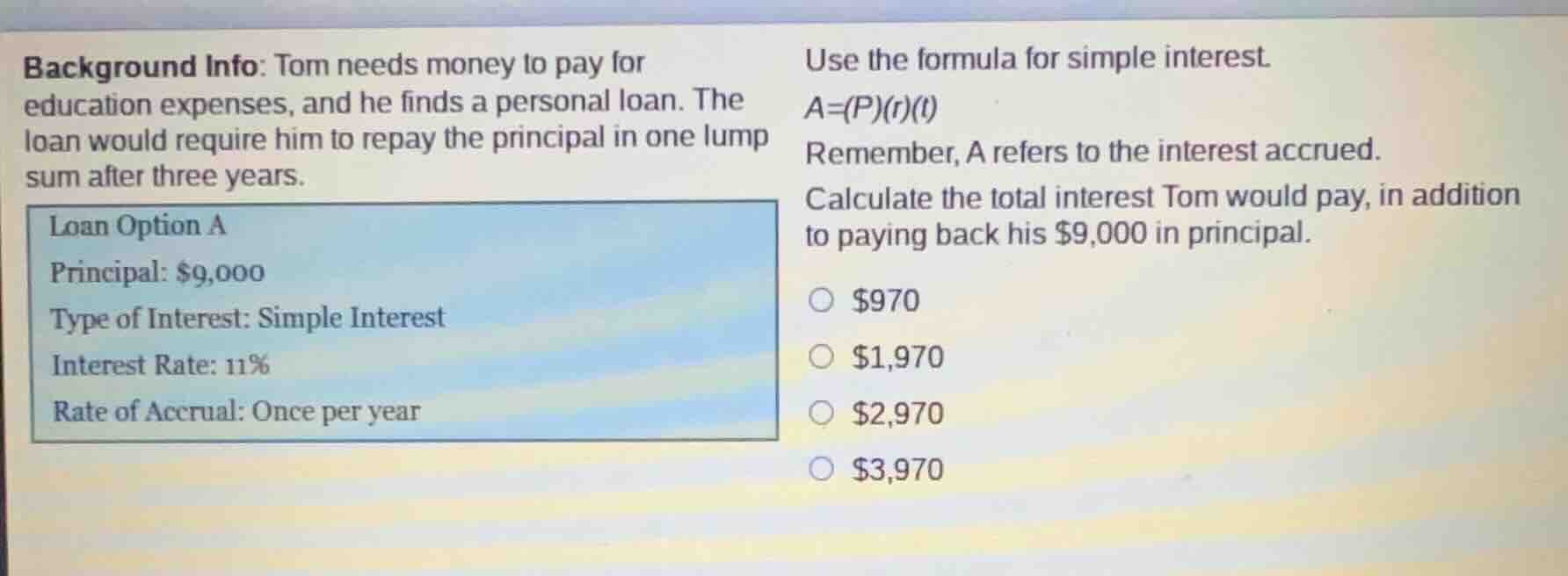 background info: tom needs money to pay for education expenses, and he …