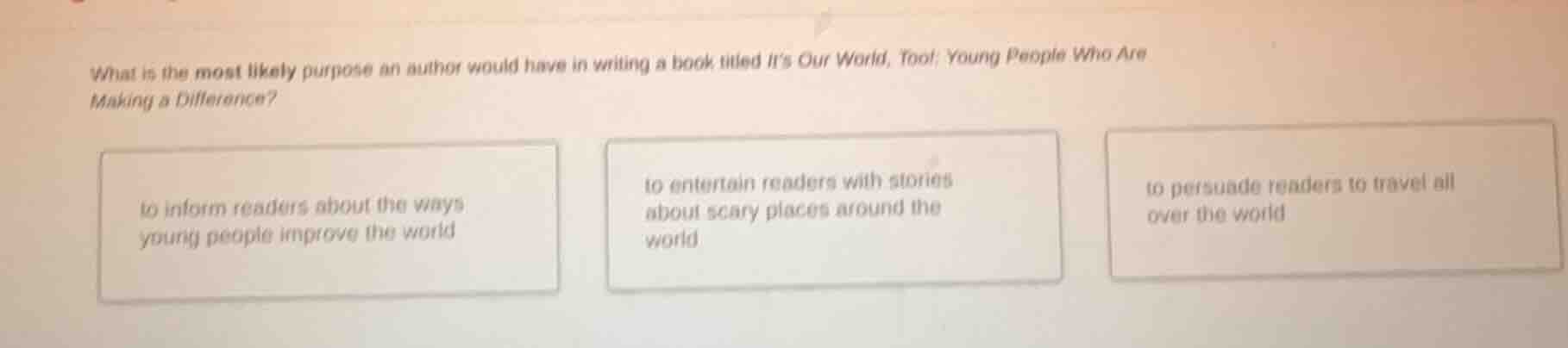 what is the most likely purpose an author would have in writing a book …