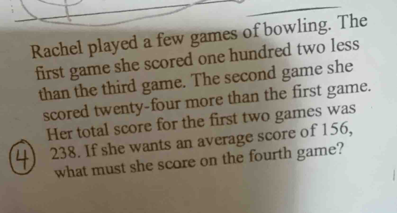 rachel played a few games of bowling. the first game she scored one hun…