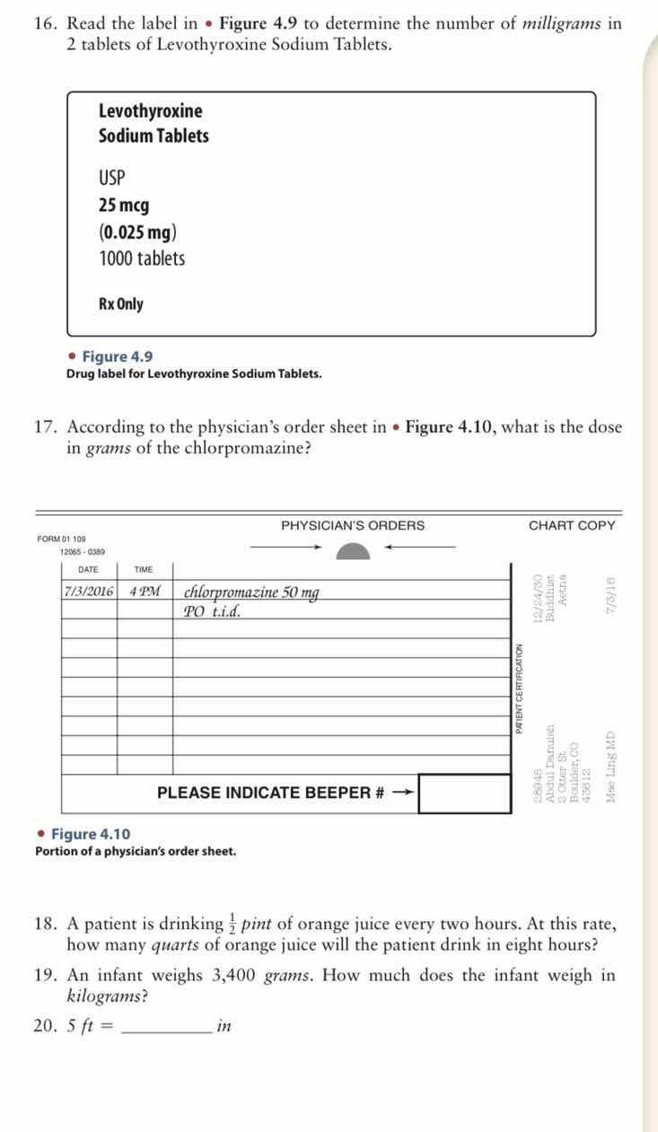 16. read the label in • figure 4.9 to determine the number of milligram…