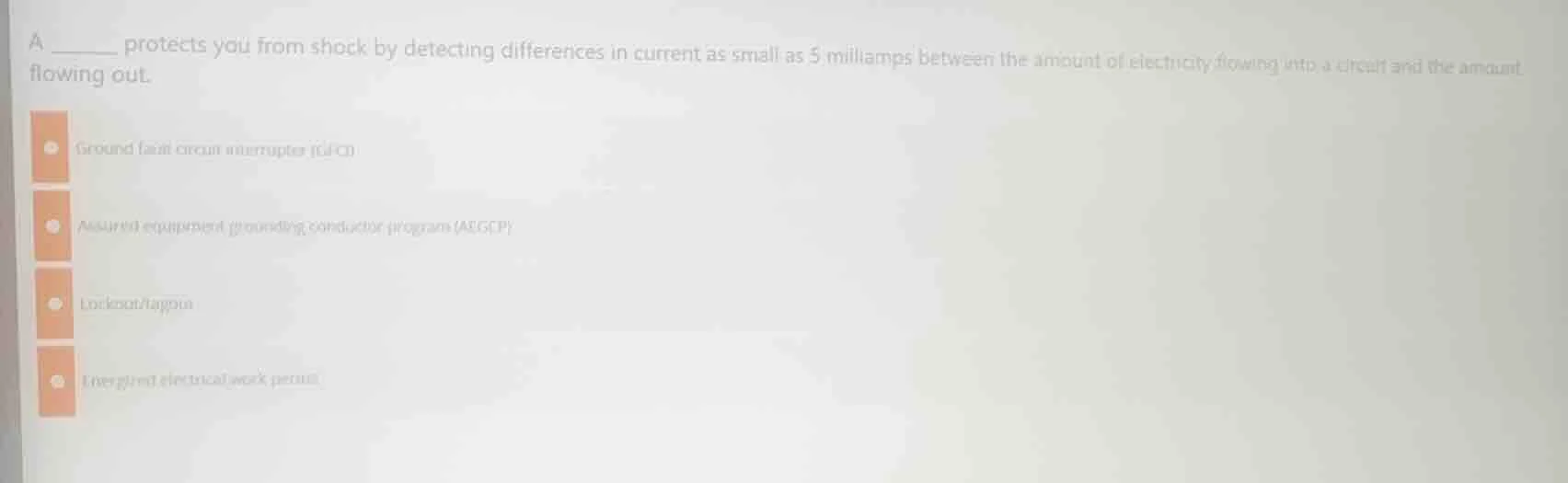 a ______ protects you from shock by detecting differences in current as…