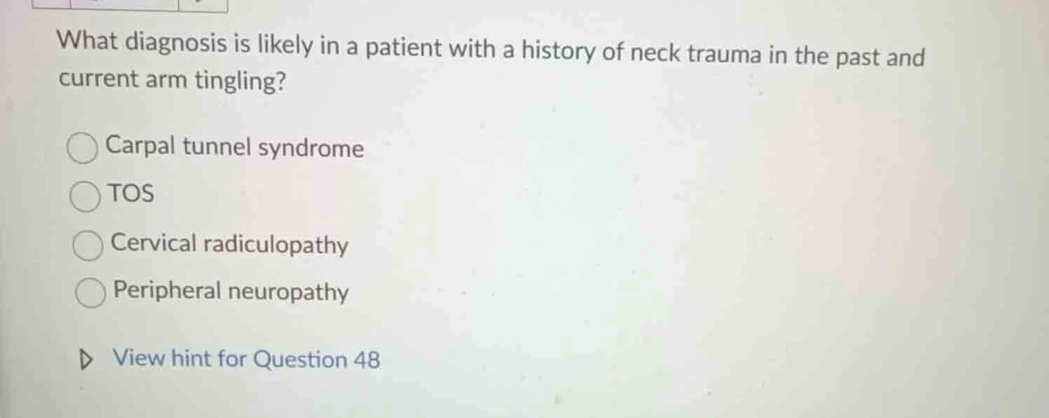 what diagnosis is likely in a patient with a history of neck trauma in …