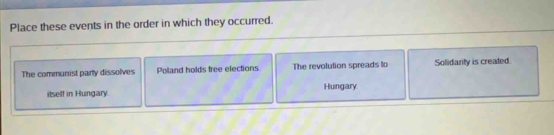 place these events in the order in which they occurred. the communist p…