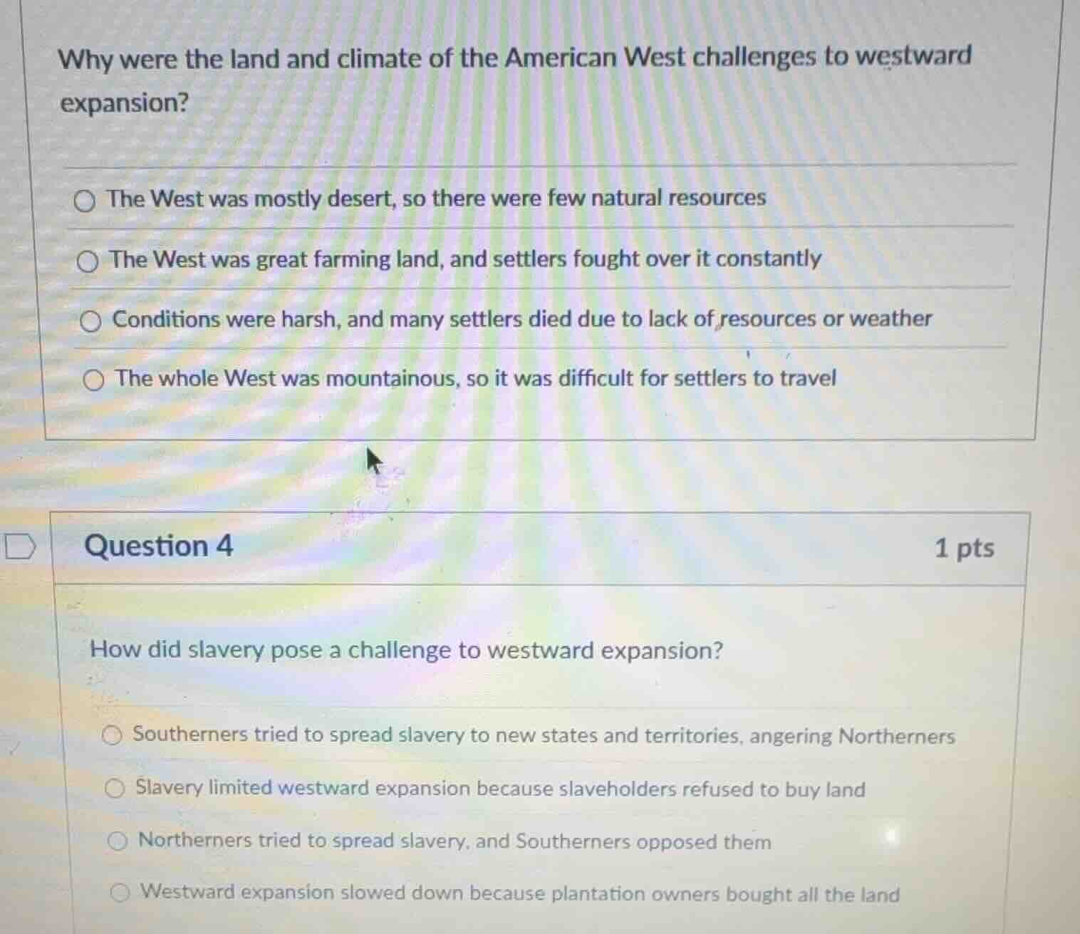 why were the land and climate of the american west challenges to westwa…