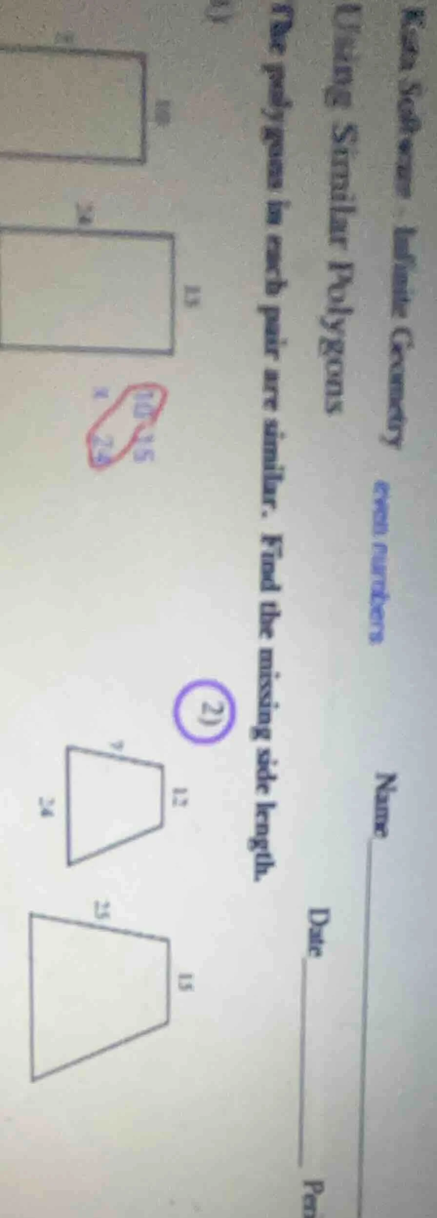 using similar polygons the polygons in each pair are similar. find the …