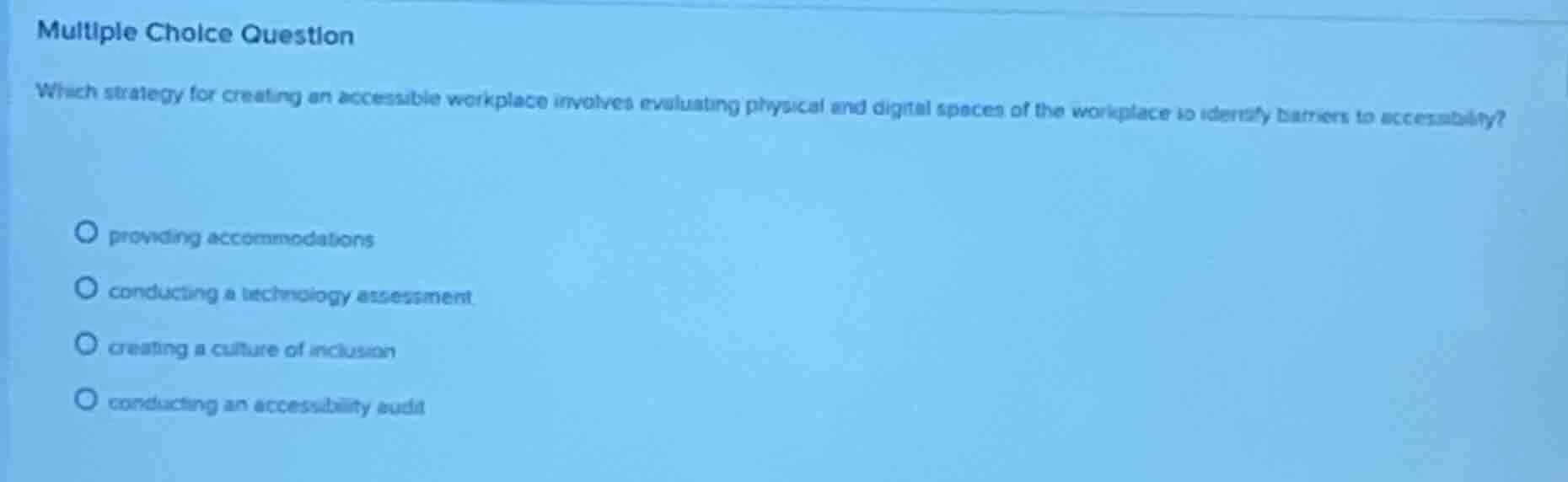 multiple choice question which strategy for creating an accessible work…