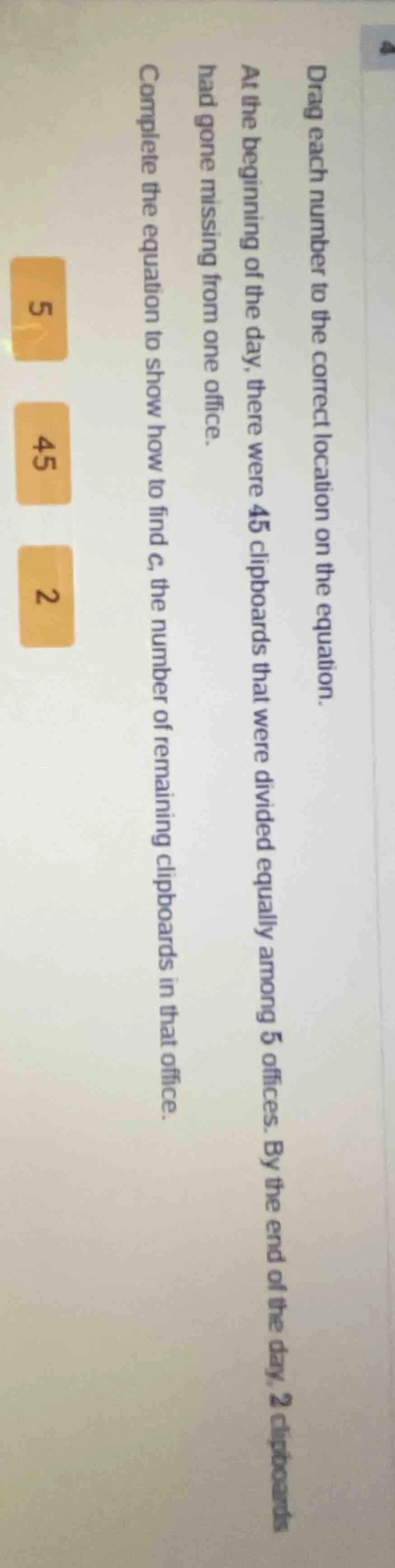 drag each number to the correct location on the equation. at the beginn…