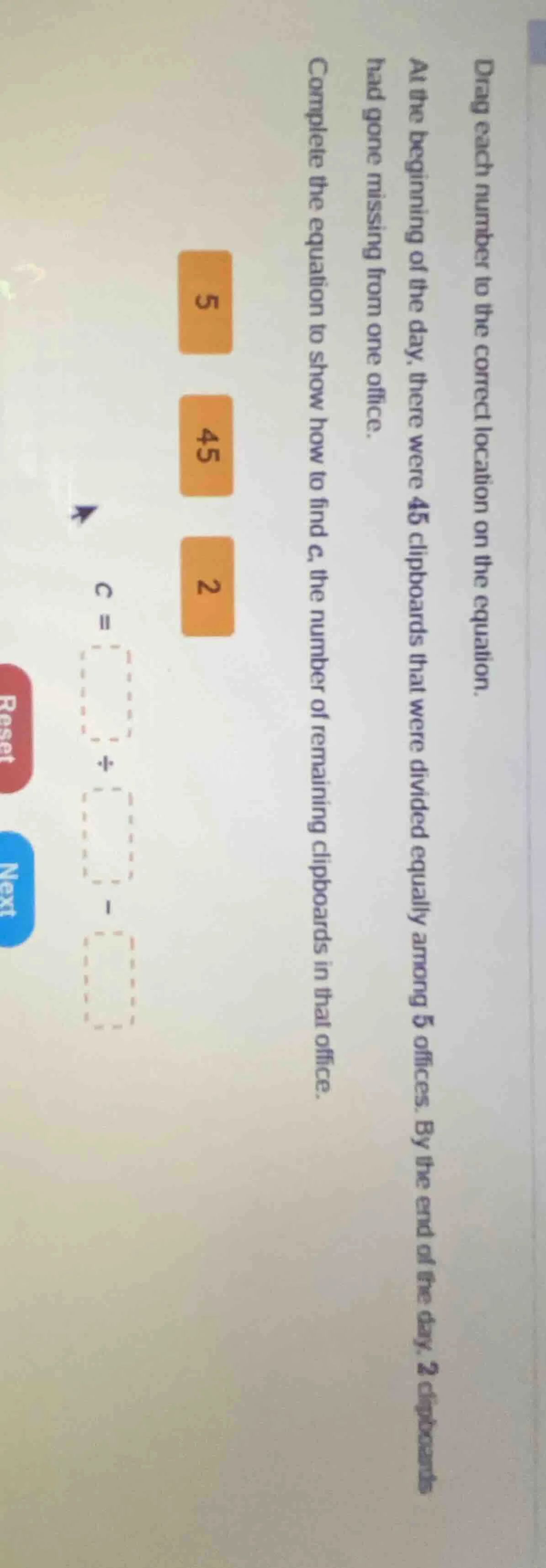 drag each number to the correct location on the equation. at the beginn…