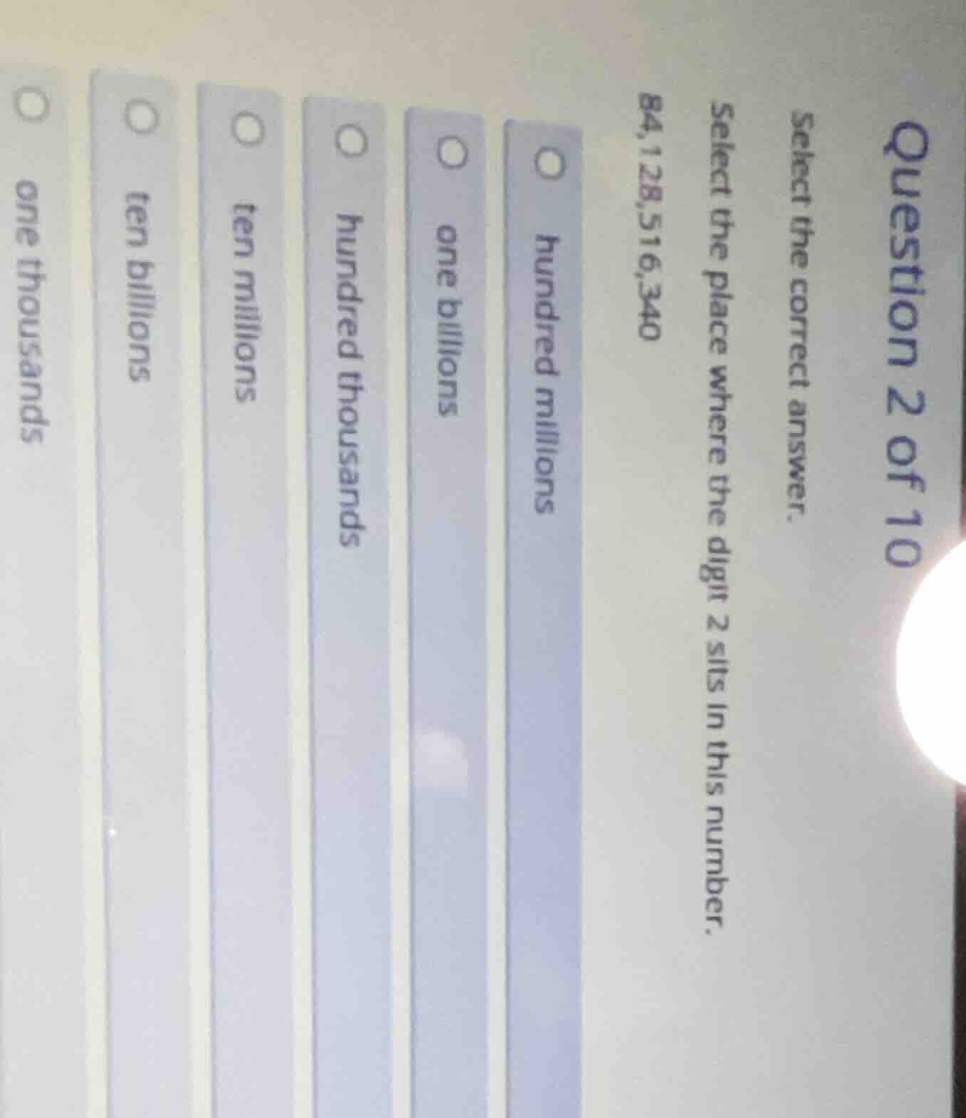 question 2 of 10 select the correct answer. select the place where the …