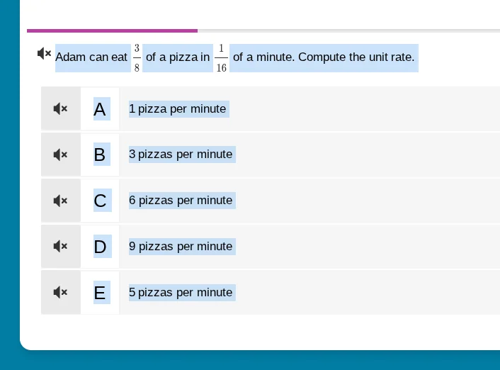 adam can eat \\(\frac{3}{8}\\) of a pizza in \\(\frac{1}{16}\\) of a mi…