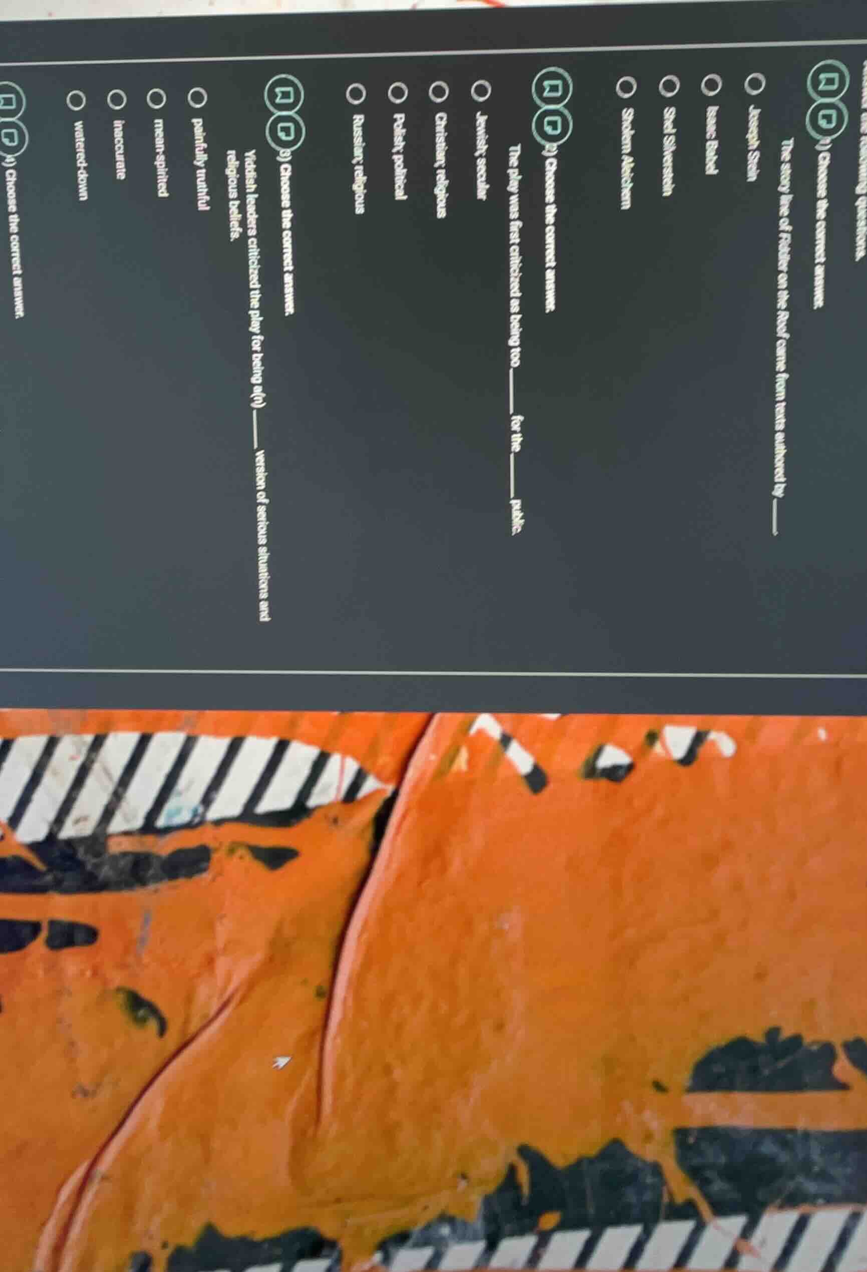 1) choose the correct answer. the story line of fiddler on the roof cam…