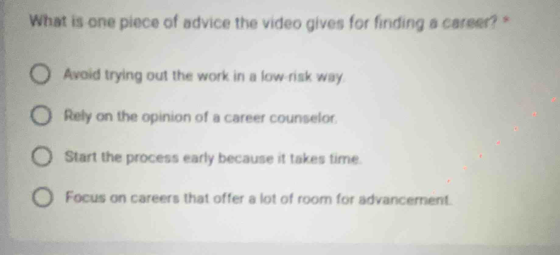what is one piece of advice the video gives for finding a career? avoid…