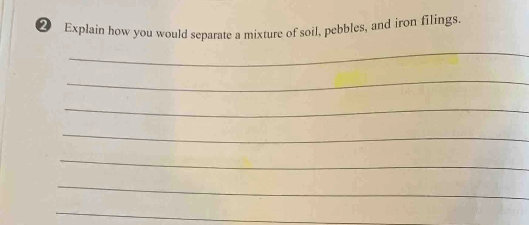 2 explain how you would separate a mixture of soil, pebbles, and iron f…