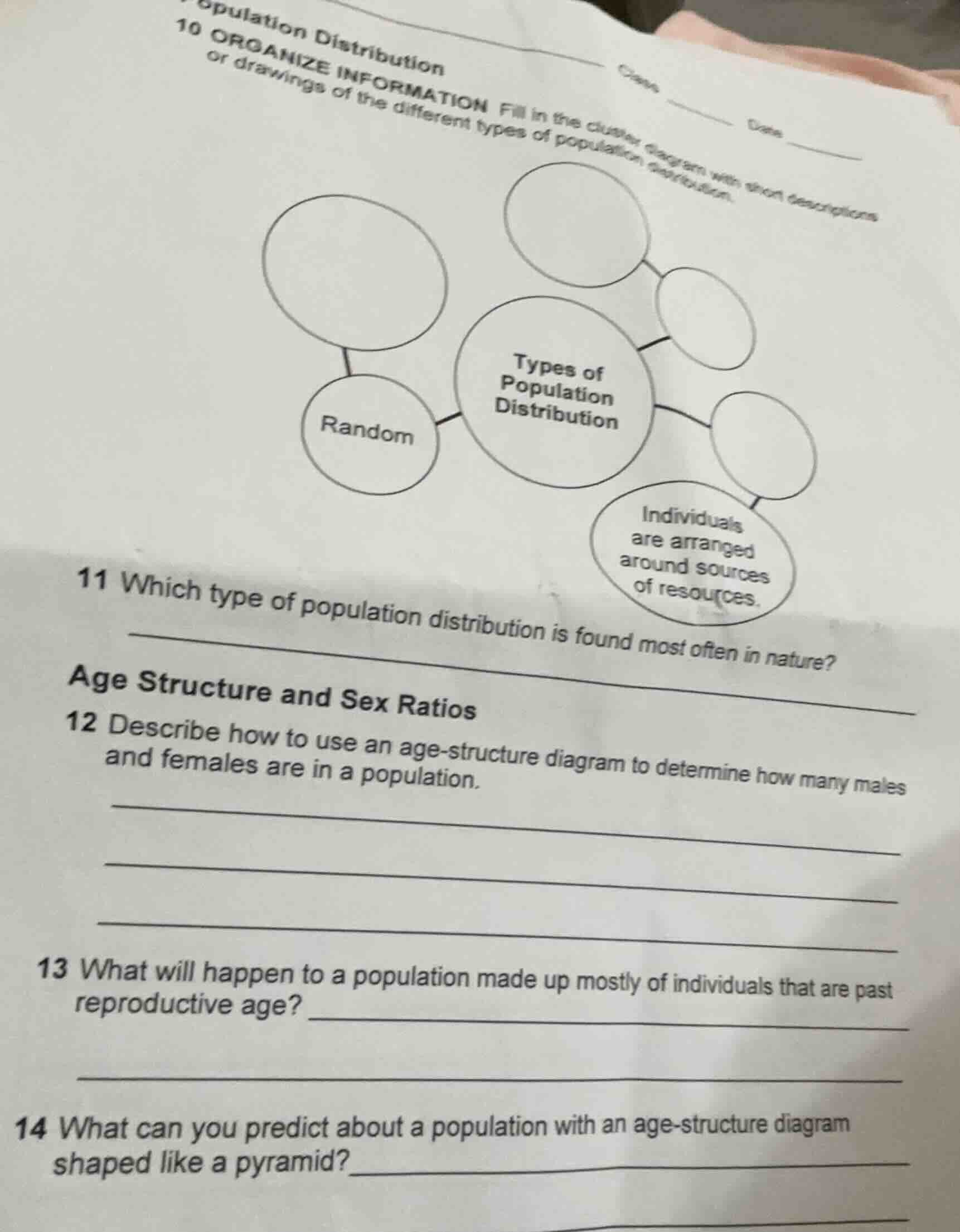 pulation distribution 10 organize information fill in the cluster diagr…