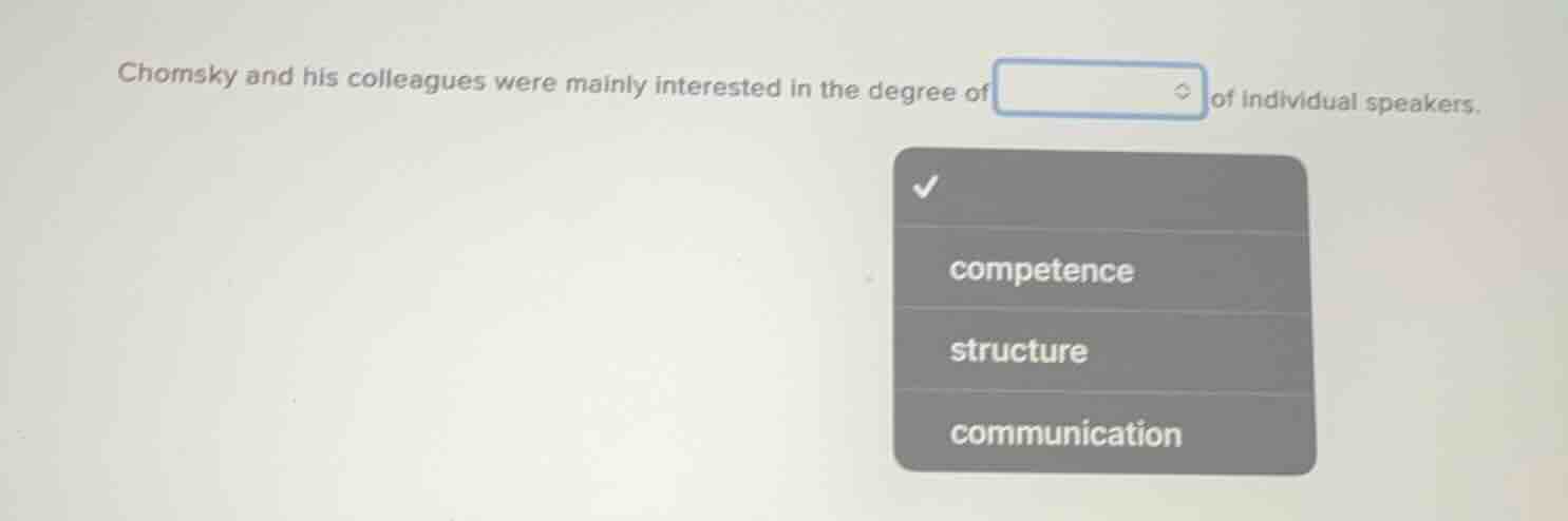 chomsky and his colleagues were mainly interested in the degree of of i…