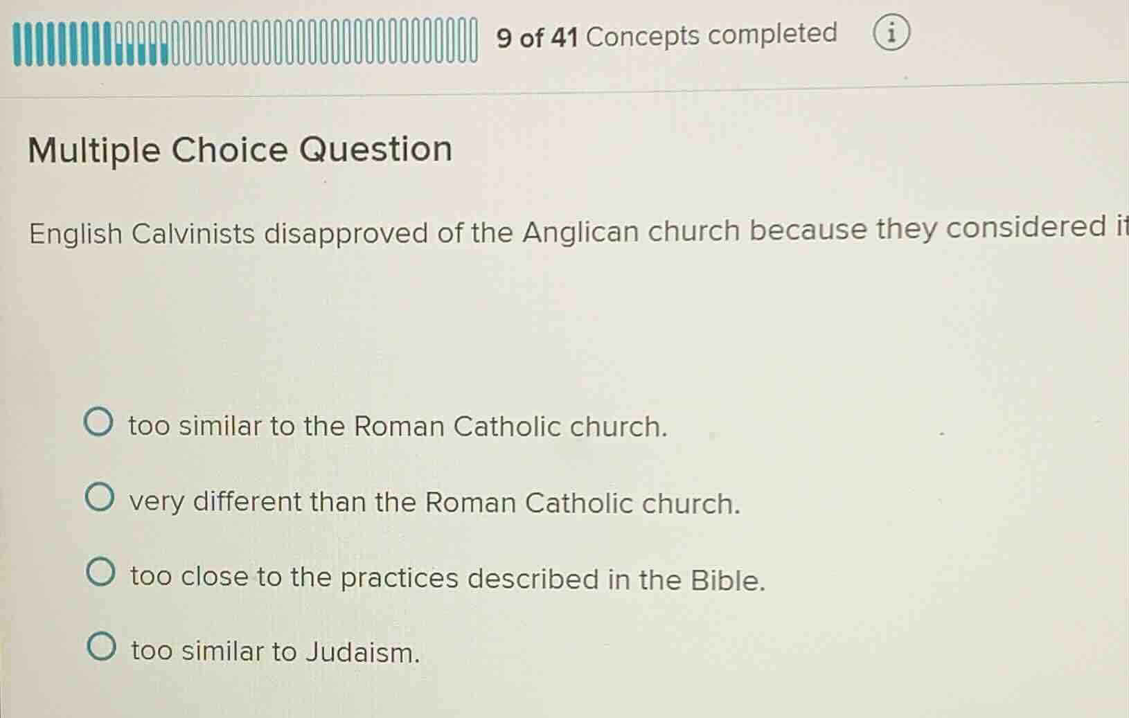 multiple choice question english calvinists disapproved of the anglican…