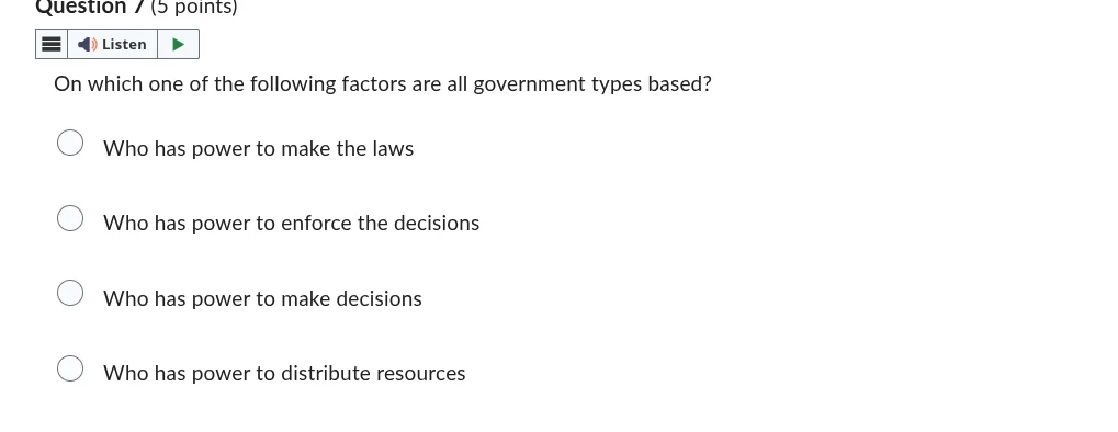 question 7 (5 points) on which one of the following factors are all gov…