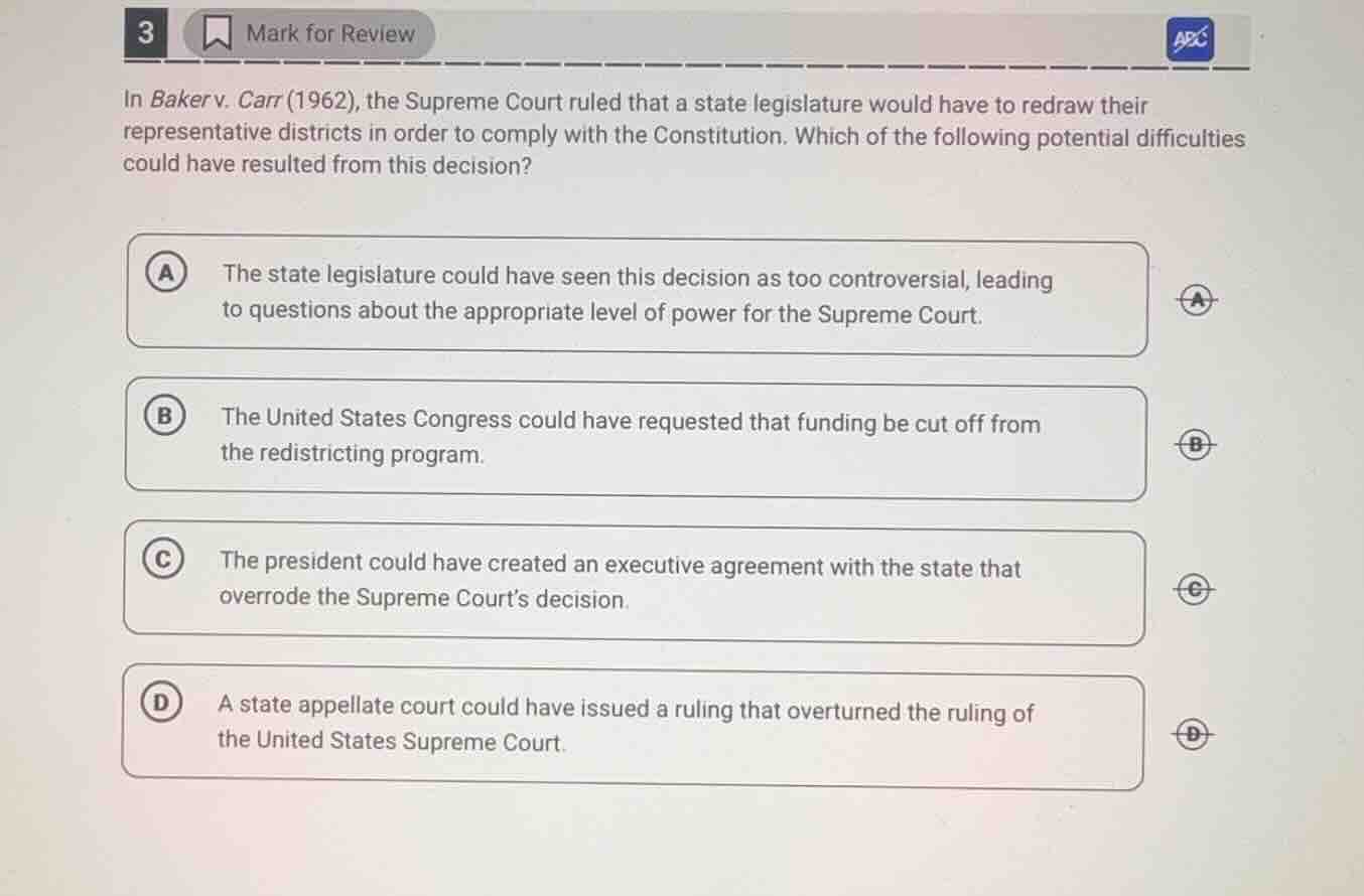 in baker v. carr (1962), the supreme court ruled that a state legislatu…