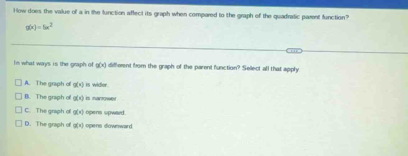 how does the value of a in the function affect its graph when compared …