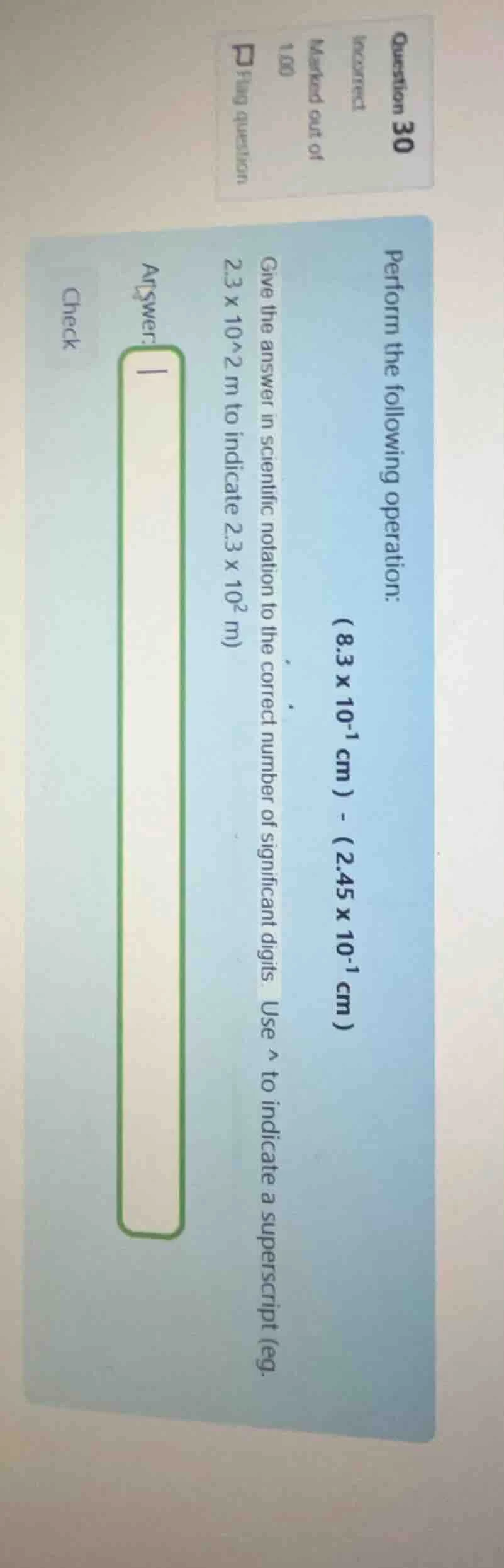 question 30 incorrect marked out of 1.00 flag question perform the foll…