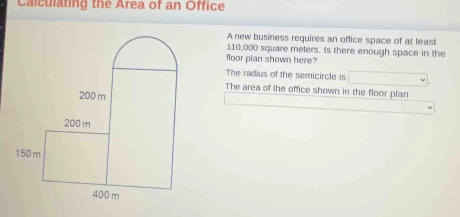 calculating the area of an office a new business requires an office spa…
