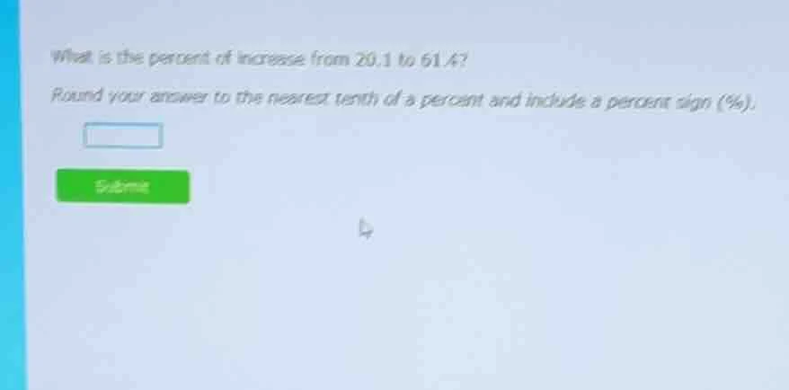 what is the percent of increase from 20.1 to 61.4? round your answer to…