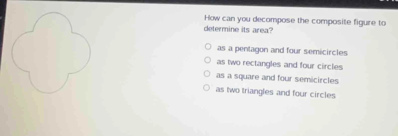 how can you decompose the composite figure to determine its area? as a …