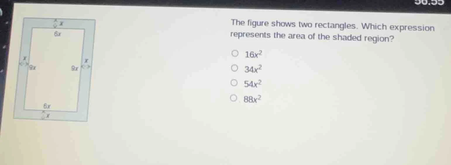 the figure shows two rectangles. which expression represents the area o…