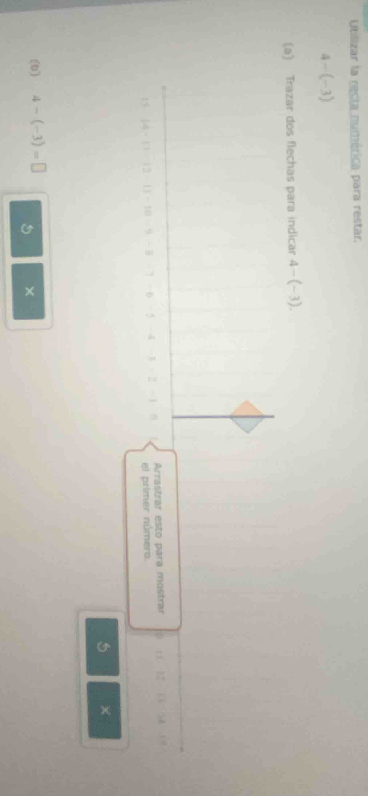 utilizar la recta numérica para restar. 4 - (-3) (a) trazar dos flechas…