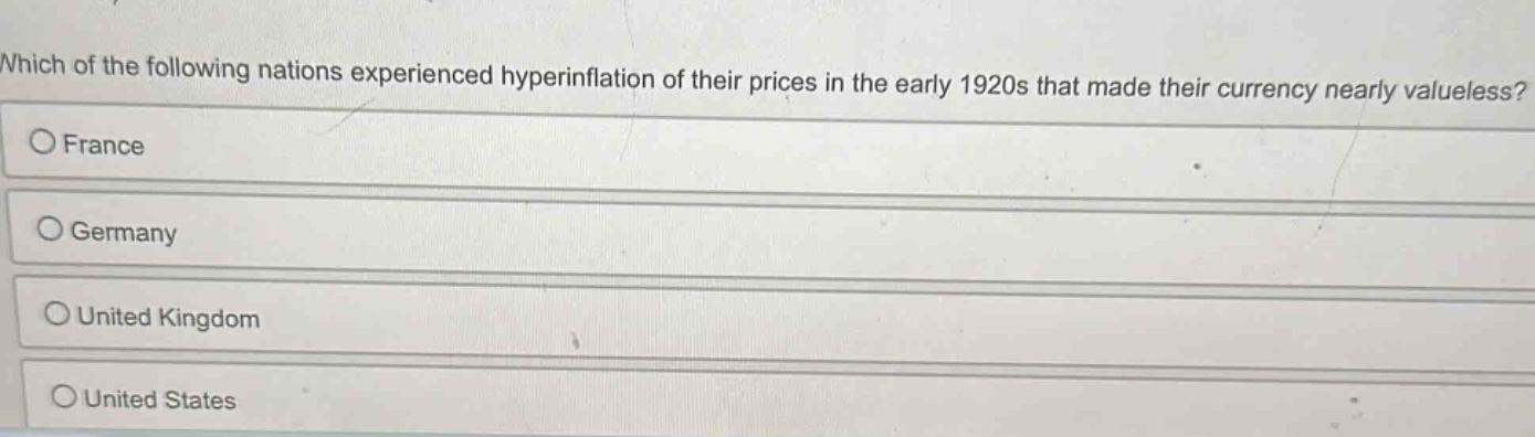 which of the following nations experienced hyperinflation of their pric…