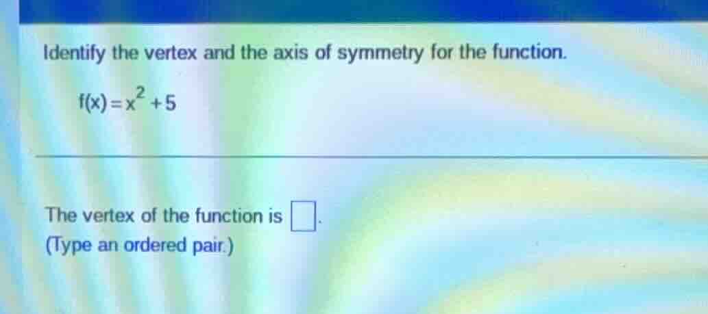 identify the vertex and the axis of symmetry for the function.\\( f(x)=…