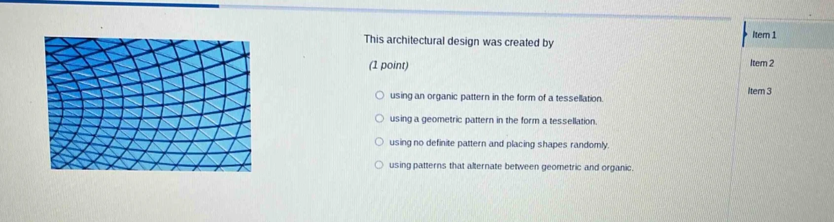 this architectural design was created by (1 point) using an organic pat…