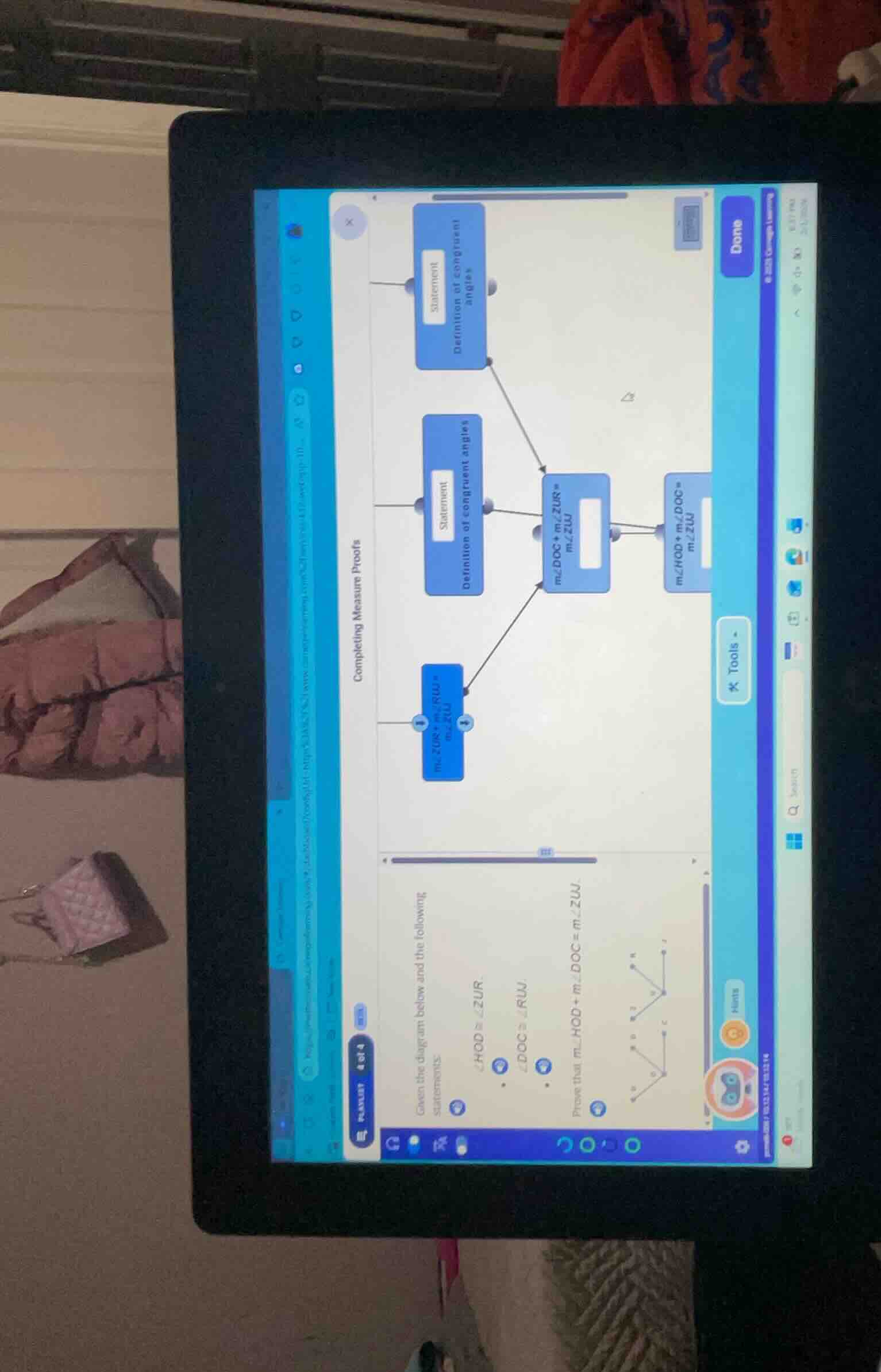completing measure proofs given the diagram below and the following sta…