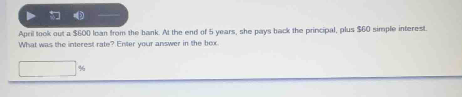 april took out a $600 loan from the bank. at the end of 5 years, she pa…