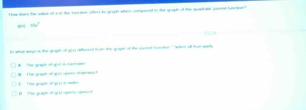 how does the value of a in the function affect its graph when compared …