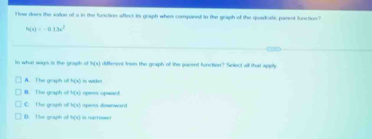 how does the value of a in the function affect its graph when compared …