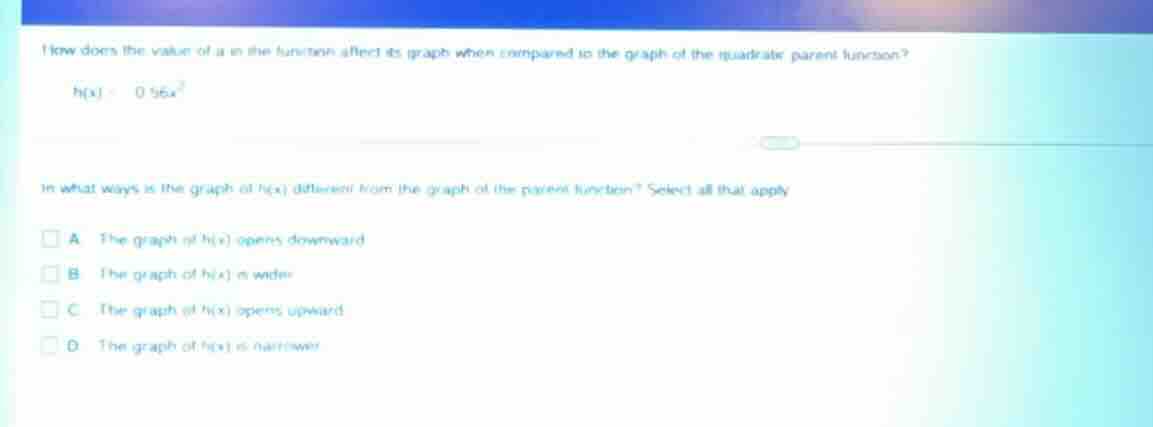 how does the value of a in the function affect its graph when compared …