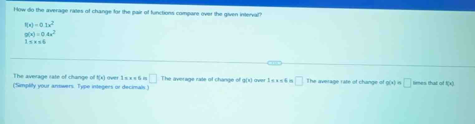 how do the average rates of change for the pair of functions compare ov…
