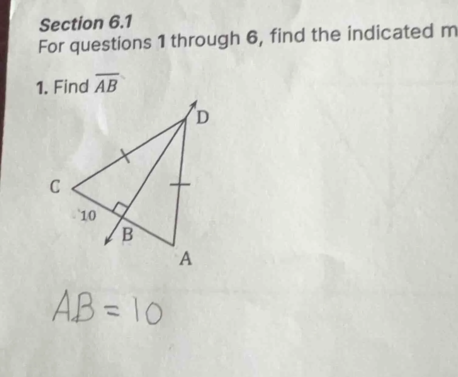 section 6.1 for questions 1 through 6, find the indicated m 1. find \\(…