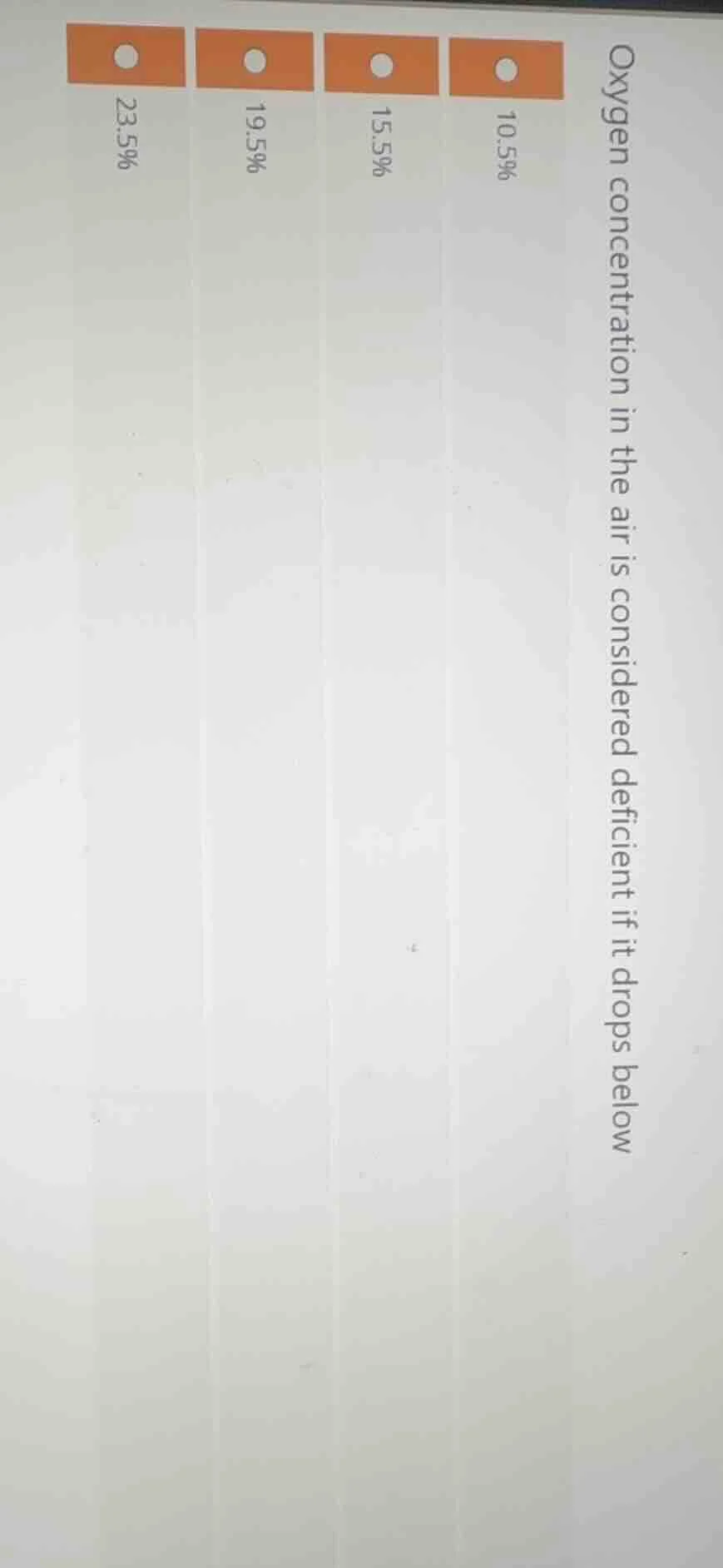 oxygen concentration in the air is considered deficient if it drops bel…