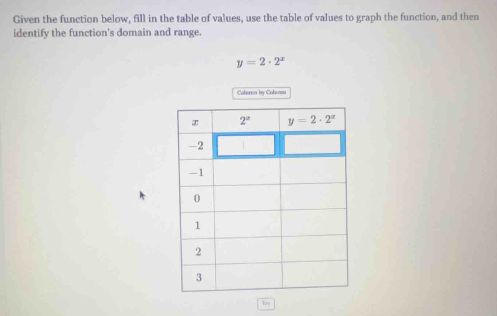 given the function below, fill in the table of values, use the table of…