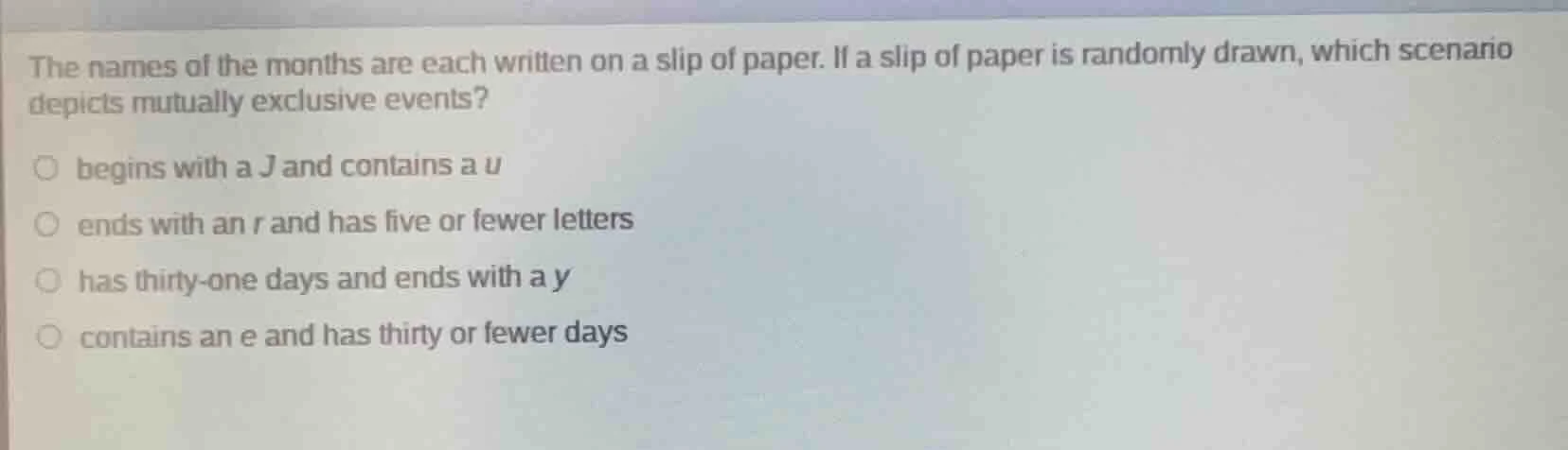 the names of the months are each written on a slip of paper. if a slip …