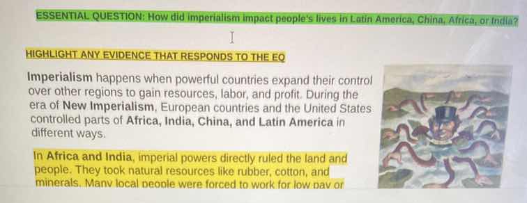 essential question: how did imperialism impact peoples lives in latin a…